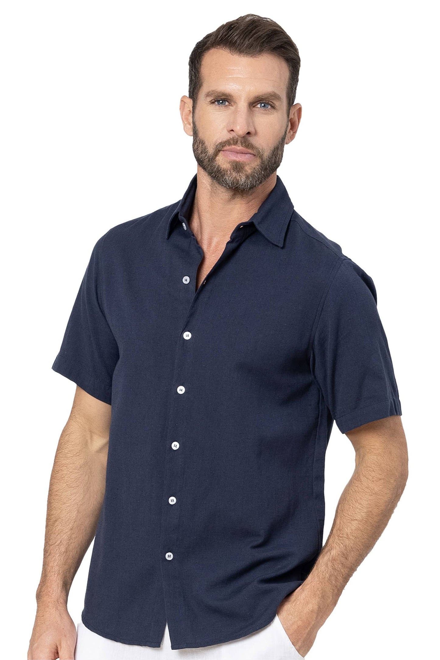 Linen Shirt SS - Navy