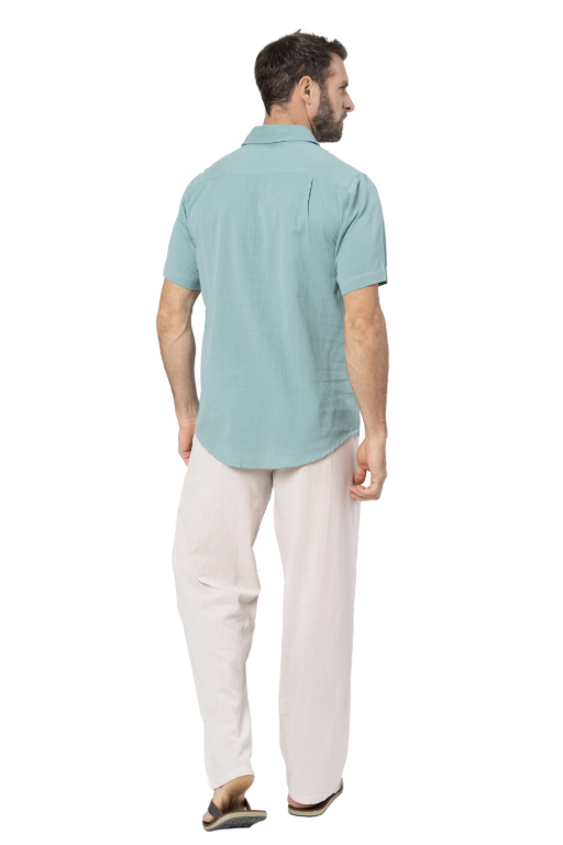Linen Shirt SS - Light Teal