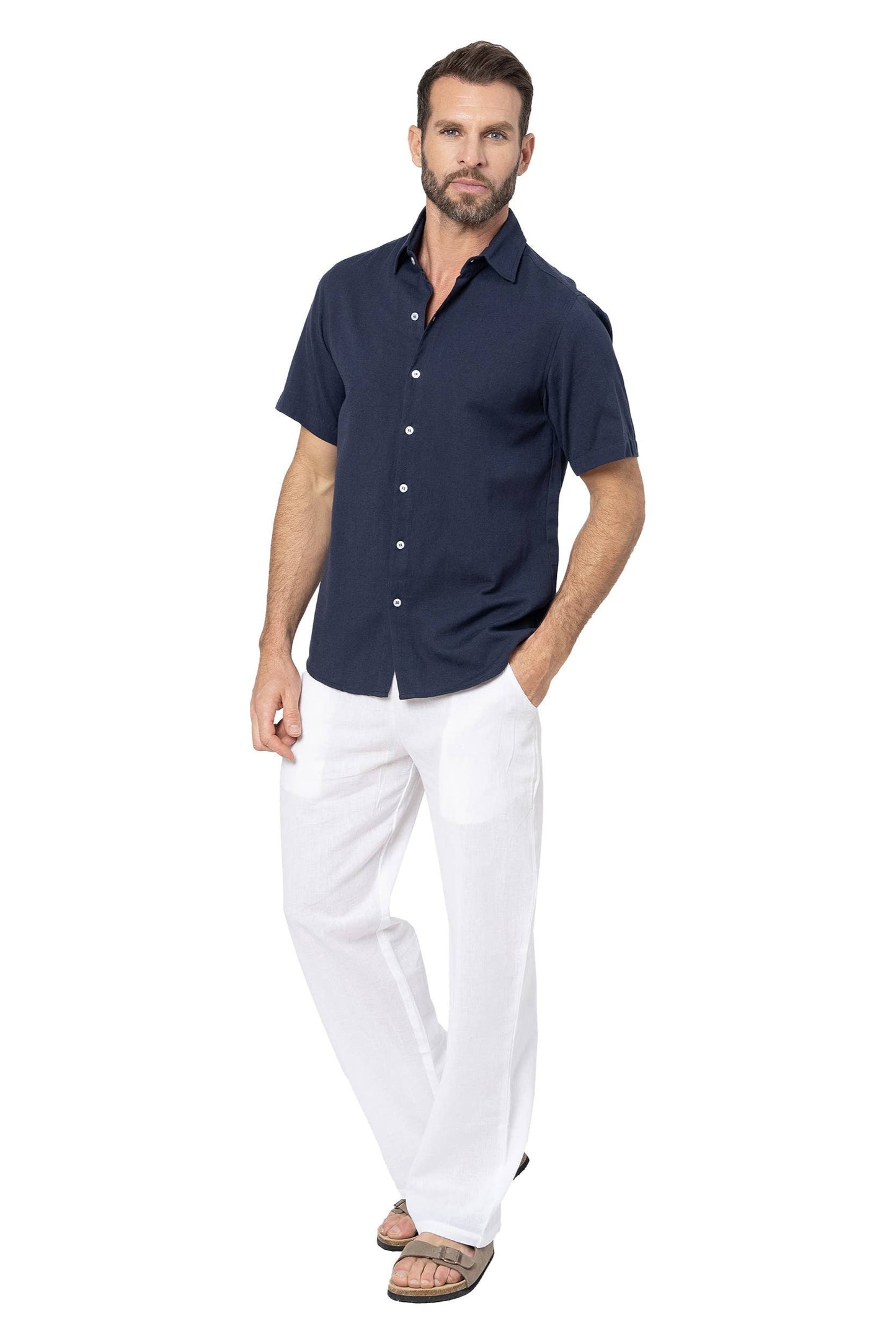 Linen Shirt SS - Navy