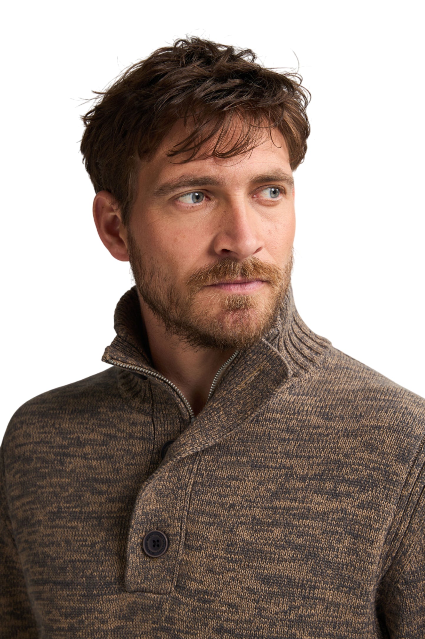 Knitwear Zip & Buttons Oak
