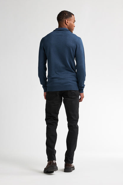 Cardigan à col en maille pétrole