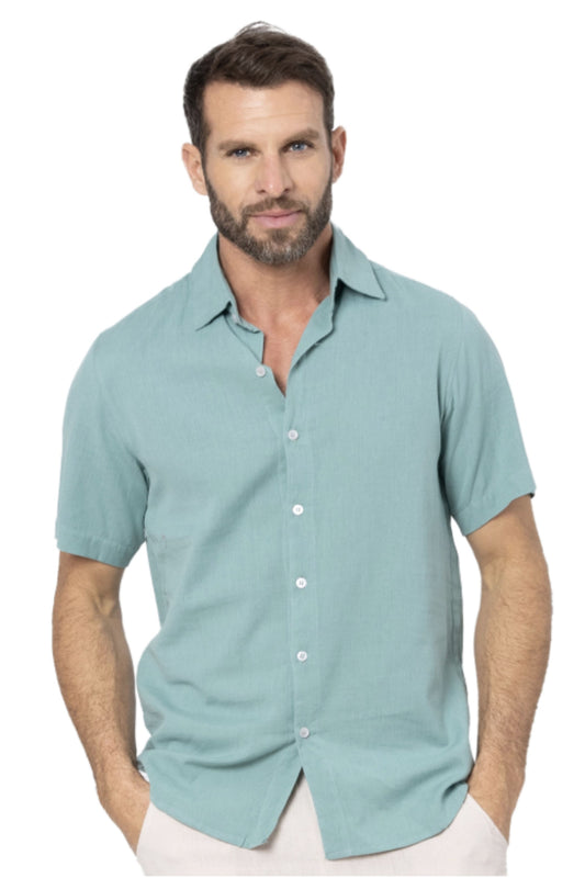 Linen Shirt SS - Light Teal